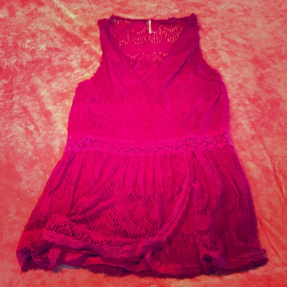 Free People Hot Pink Lace M - Picture 4 of 7